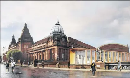  ??  ?? THE FUTURE: An artist’s impression of the extension to the Kelvin Hall. It is estimated work on the new museum, gallery and store will cost £60m.