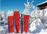  ?? ?? Patrol sleds stand at Heavenly, which has seen more than 25 feet of snow since Dec. 1.