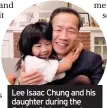  ??  ?? Lee Isaac Chung and his daughter during the Golden Globe Awards