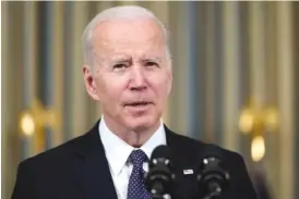  ?? AP PHOTO/PATRICK SEMANSKY ?? President Joe Biden introduces his proposed budget for fiscal year 2023 Monday in the State Dining Room of the White House in Washington.