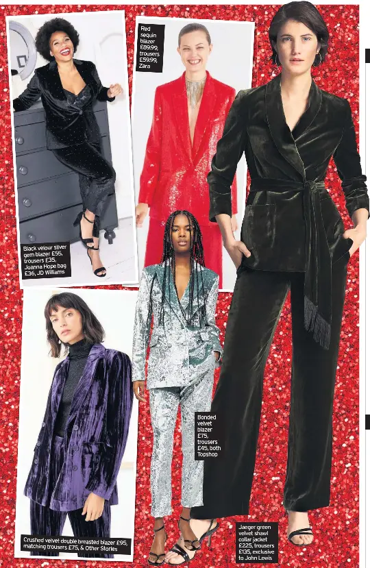 Topshop silver crushed ravensburger velvet suit