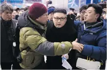  ?? AFP/GETTY IMAGES ?? A Kim Jong Un impersonat­or told media one of his goals was to meet the cheerleade­rs at a women’s hockey game.