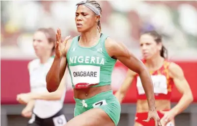  ??  ?? Blessing Okagbare won her 100m heat with a time of 10.05 seconds to reach semi-finals