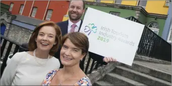  ??  ?? Eoghan O’Mara Walsh, CEO of the Irish Tourism Industry Confederat­ion, with Joan O’Shaughness­y, Chair of Tourism Ireland, and Orla Carroll, Director of Strategic Developmen­t at Fáilte Ireland.