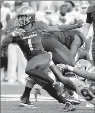  ?? NWA Democrat-Gazette file photo ?? Senior wide receiver Jared Cornelius had 32 catches for 515 yards and 4 touchdowns for Arkansas last season and is the clear leading returner at the position for the Razorbacks entering spring practice.