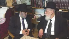  ?? (Yaakov Cohen) ?? DAVID AZOULAY sits with Shas spiritual leader Rabbi Shalom Cohen.