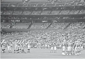  ?? FILE / AP ?? The Houston Oilers had a hard time drawing fan support during a preseason game against the Colts in Houston in 1996. It was the team’s final season in Houston before moving to Tennessee.