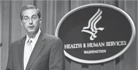  ??  ?? Alex Azar, President Trump’s nominee to head the Department of Health and Human Services. 2006 FILE PHOTO BY EVAN VUCCI/AP