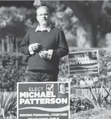 ?? NICK BRANCACCIO ?? Ward 10 candidate Michael Patterson is one of three candidates that a new poll shows are neck and neck and neck.