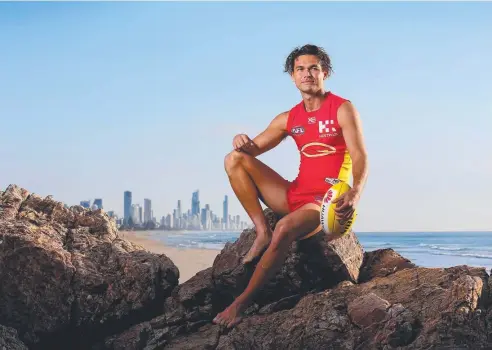 ??  ?? MILESTONE MAN: Gold Coast Suns’ Jarrod Harbrow will be the first player to reach 150 games for the club. Picture: ADAM HEAD