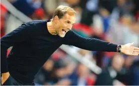  ??  ?? Thomas Tuchel instructs his players during a Ligue One match Photo: AP