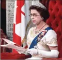  ??  ?? The Associated Press
Queen Elizabeth II reads the Throne Speech in the Senate Chambers Oct. 18, 1977.