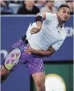  ?? CHARLES KRUPA THE ASSOCIATED PRESS ?? Nick Kyrgios serves to Steve Johnson during the first round of the U.S. Open late Tuesday.