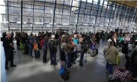  ?? Photograph: PA ?? Passengers at Glasgow’s Queen Street station: ‘The country’s railways will be effectivel­y shut down for a week.’