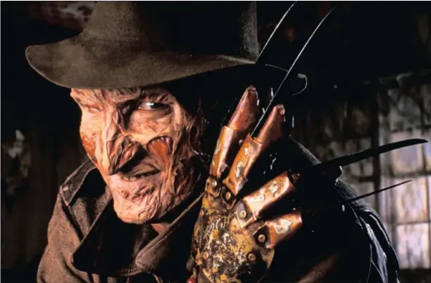  ??  ?? Robert Englund as Freddy Krueger in A Nightmare on Elm Street. Disfigurem­ent seems to have become the norm for the bad guys in the movie world.