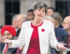  ?? CP PHOTO ?? Internatio­nal Developmen­t Minister Marie-Claude Bibeau responds to a question during question period in the House of Commons last year in Ottawa.