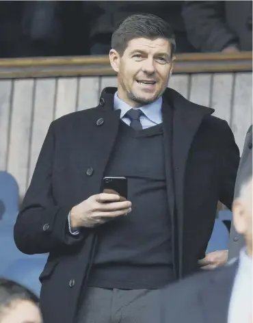  ??  ?? Steven Gerrard was at Ibrox for the Old Firm game on 11 March, which ended in a 3-2 win for Celtic.