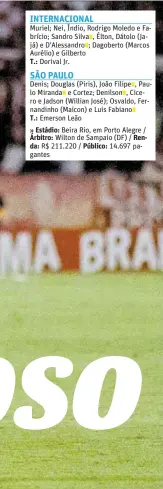  ??  ?? D’Alessandro comemora o gol da vitória do Inter sobre
o São Paulo, no Beira- Rio