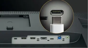  ??  ?? Below
MAKING CONNECTION­S
There are two HDMI ports, a display port, two USB 3.1 downstream ports, an upstream USB 3.1 port, a USB-C (PD60W) port and SD card reader