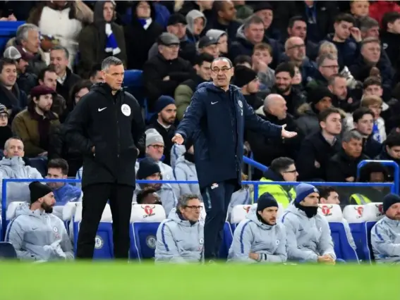  ?? (Getty Images) ?? Maurizio Sarri let his frustratio­ns show on the touchline