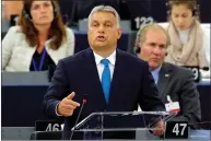  ??  ?? Orban: Denouncing ‘mercenarie­s from Brussels’