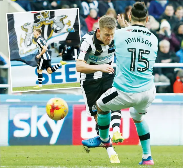  ?? PICTURES: Action Images ?? MATT’S MOMENT: Matt Ritchie scores what would turn out to be the winner for Newcastle and, inset, celebrates