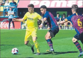  ?? FOTO: FCB ?? Monchu, ayer capitán, fue el más destacado del filial azulgrana en Villarreal
