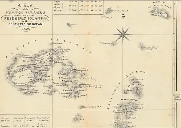  ?? Picture: Inside: Friendly and Feejee Islands. ?? A map of Fiji and Tonga, the two countries that Lawry visited.