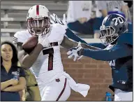  ?? AP file photo ?? Arkansas State wide receiver Omar Bayless (7) had 32 catches for 439 yards and 6 touchdowns last season. Seven of his receptions went for 20 yards or more.