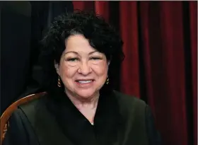  ?? (File Photo/AP/Pool/The New York Times/Erin Schaff) ?? Associate Justice Sonia Sotomayor sits April 23 during a group photo at the Supreme Court in Washington.