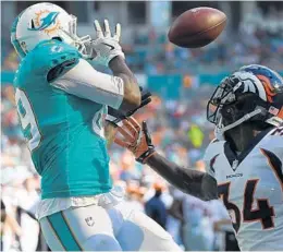  ?? JOE CAVARETTA/STAFF FILE PHOTO ?? Julius Thomas is third on the team in receptions with 37 and fourth on the team in receiving yards with 362. He is second on the team with three touchdowns.