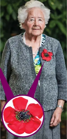  ??  ?? Pride: Mrs Bateman still wearing the poppy at the age of 96