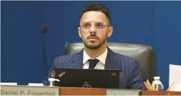  ?? SOUTH FLORIDA SUN SENTINEL ?? Broward County School Board member Daniel P. Foganholi listens during a meeting at the Kathleen C. Wright Administra­tion Center in Fort Lauderdale on Sept. 13.