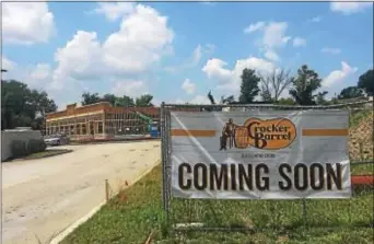  ?? PEG DEGRASSA — DIGITAL FIRST MEDIA ?? Cracker Barrel officials have confirmed that about 25 percent of the brand new Ridley Cracker Barrel restaurant is already complete and wall framing is currently underway. The restaurant will create about 175 new jobs in the area.