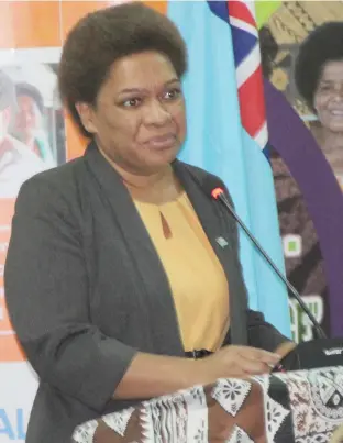  ?? Photo: Ministry of Women, Children and Poverty Alleviatio­n ?? Minister for Women, Children and Poverty Alleviatio­n Mereseini Vuniwaqa during the Eastern Women’s Capacity Building workshop at Studio 6 Apartments in Suva on June 12, 2017.