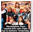  ?? ?? Mouseketee­r Ryan (seated left) with (right, top to bottom) Timberlake, Aguilera and Spears