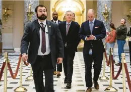  ?? ANNA MONEYMAKER/GETTY ?? House Speaker Kevin McCarthy, R-Calif., spent an hour with President Joe Biden at the White House on Wednesday to initiate talks on federal spending.