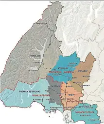  ??  ?? The ward and community board boundaries proposed for the Southland District Council next year. These extend existing Community Boards and would remove 19 Community Area Developmen­t Subcommitt­ees. SOUTHLAND DISTRICT COUNCIL