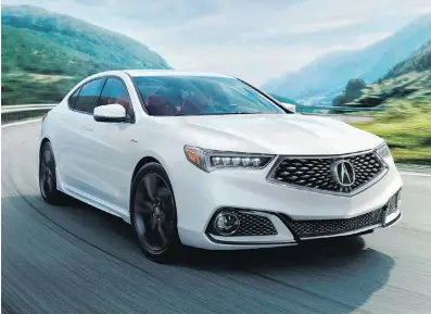  ??  ?? The TLX A-Spec trim level has a unique bumper design, upgraded interior finish and unique 19-inch wheels.