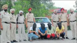  ??  ?? The accused in police custody in Sangrur on Thursday.