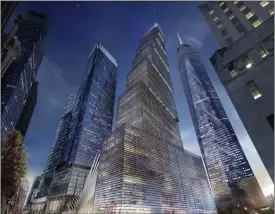  ?? BILD: BIG ?? Bjarke Ingels vision för 2 WTC, kuber radade på varandra, som är tänkt att bli den fjärde och sista WTC-skrapan. Nu återstår bara att finna hyresgäste­r till det 480 meter höga tornet så att byggfasen kan inledas.