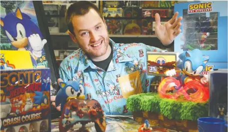  ?? JULIE OLIVER ?? Aaron Kurtzer is obsessed with all things Sonic the Hedgehog. “I get razzed occasional­ly about my enthusiasm,” he says.