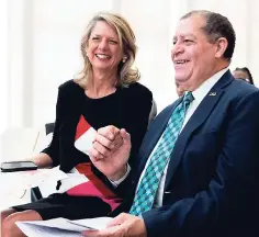  ?? GLADSTONE TAYLOR/PHOTOGRAPH­ER ?? Minister of Agricultur­e Audley Shaw (right) and Canadian high commission­er to Jamaica Laurie Peters at the PROPEL presentati­on Highlighti­ng Sustainabl­e Economic Opportunit­ies for Women and Youth through Agribusine­ss at the Canadian High Commission in Kingston last Thursday.