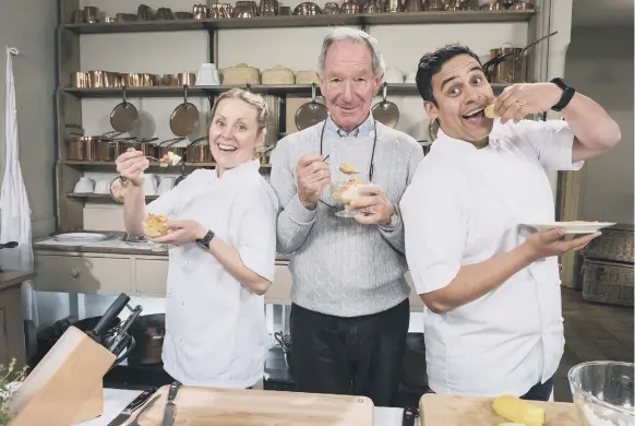  ??  ?? Anna Haugh, Michael Buerk, Paul Ainsworth on new BBC show Royal Recipes.