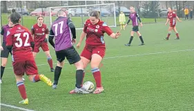  ?? ?? Dryburgh Athletic (maroon) lost 6-4 to Buchan LFC in the U/21 SWFL North East League at DISC.