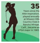  ??  ?? NOTE The tournament was originally named th Nabisco Dinah Shore.
SOURCE LPGA