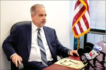  ?? WATCHARA PHOMICINDA — STAFF PHOTOGRAPH­ER ?? Attorney Paul Maineri speaks during a news conference at the Maineri Law Firm in Murrieta on Thursday.