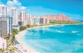  ?? M SWIET PRODUCTION­S/GETTY ?? Waikiki Beach, with Diamond Head at right, in Honolulu, Hawaii.