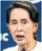  ??  ?? Aung San Suu Kyi responds to questions at the World Economic Forum in Hanoi.