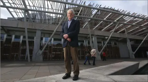  ?? Picture: Gordon Terris. ?? Constituti­onal expert Nigel Smith outside the Scottish Parliament 20 years on from the Scottish devolution referendum.